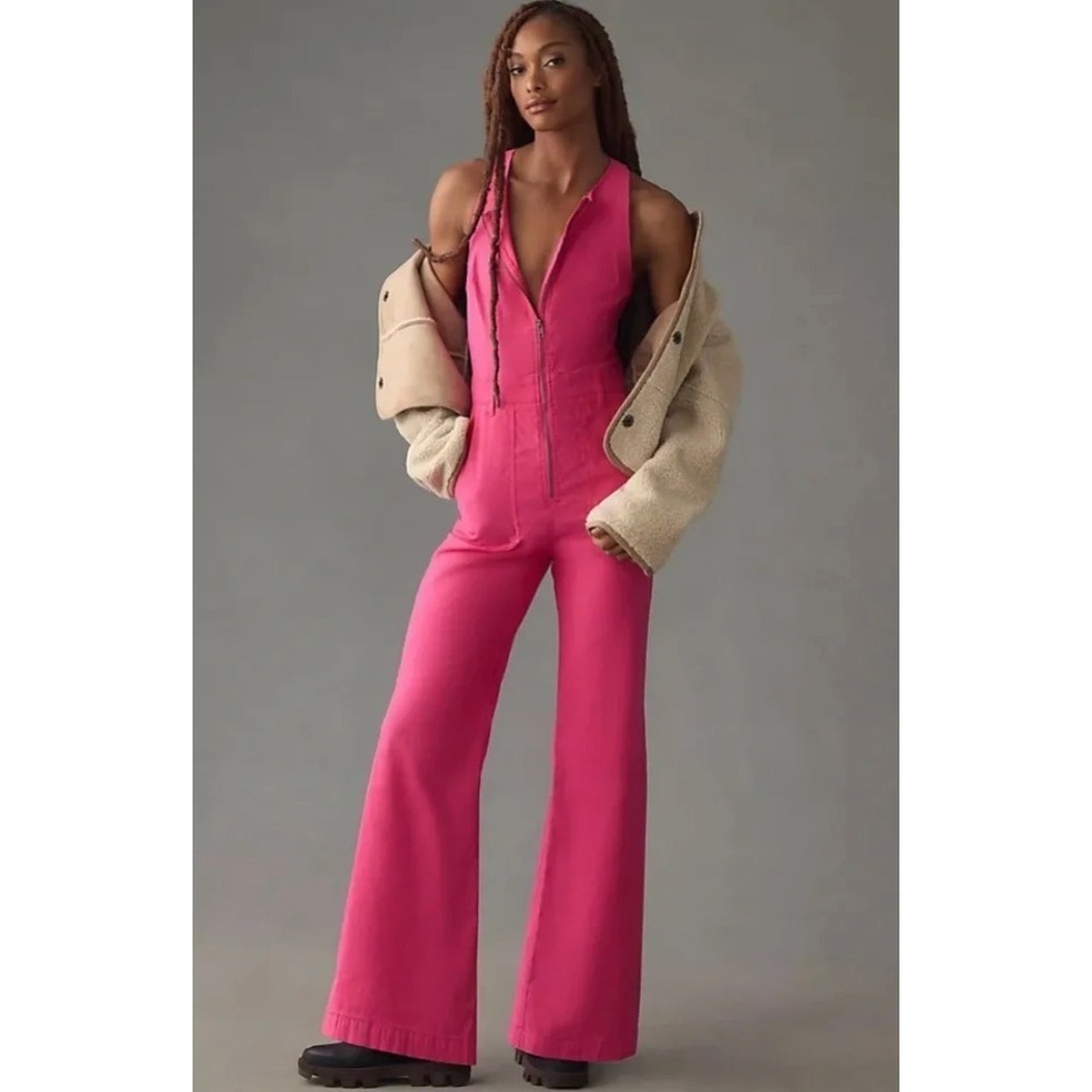 Maeve Anthropologie Naomi Workwear Jumpsuit in Pink sz 8
